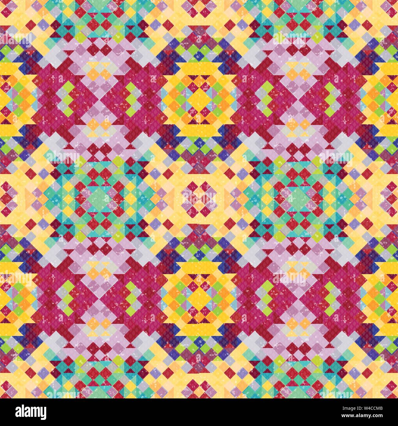 geometric seamless pattern of colored small pixels Stock Vector