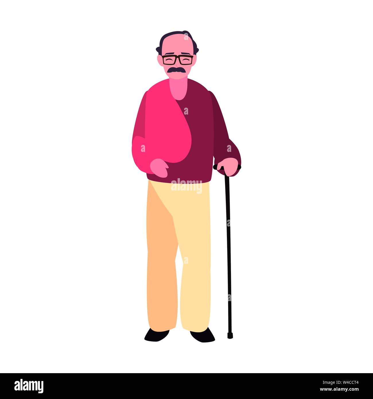 elderly man with walk stick vector illustration Stock Vector Image ...