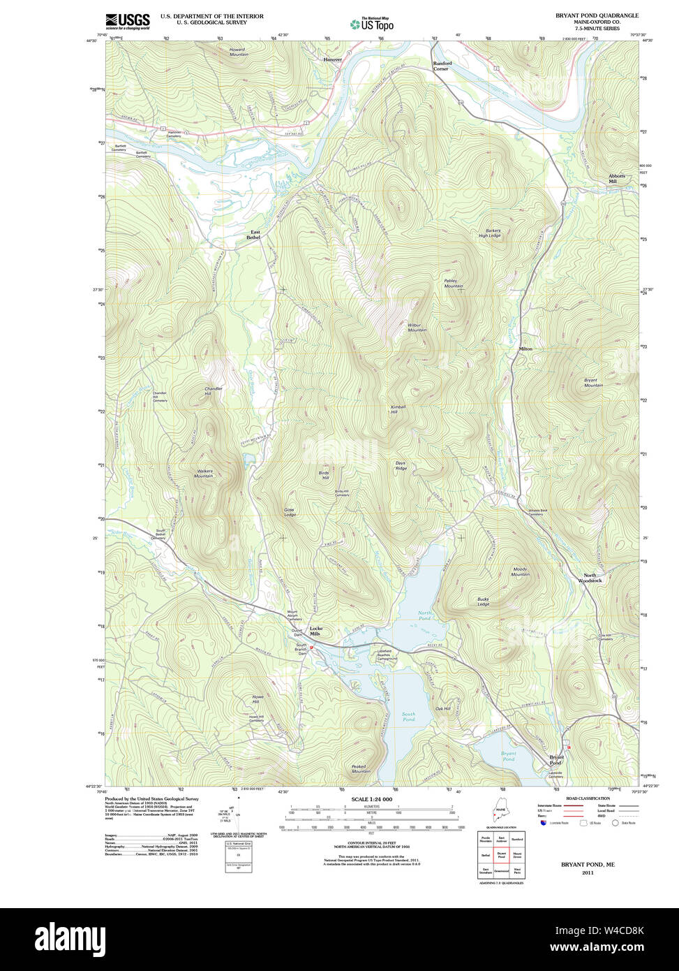 Maine USGS Historical Map Bryant Pond 20110829 TM Restoration Stock