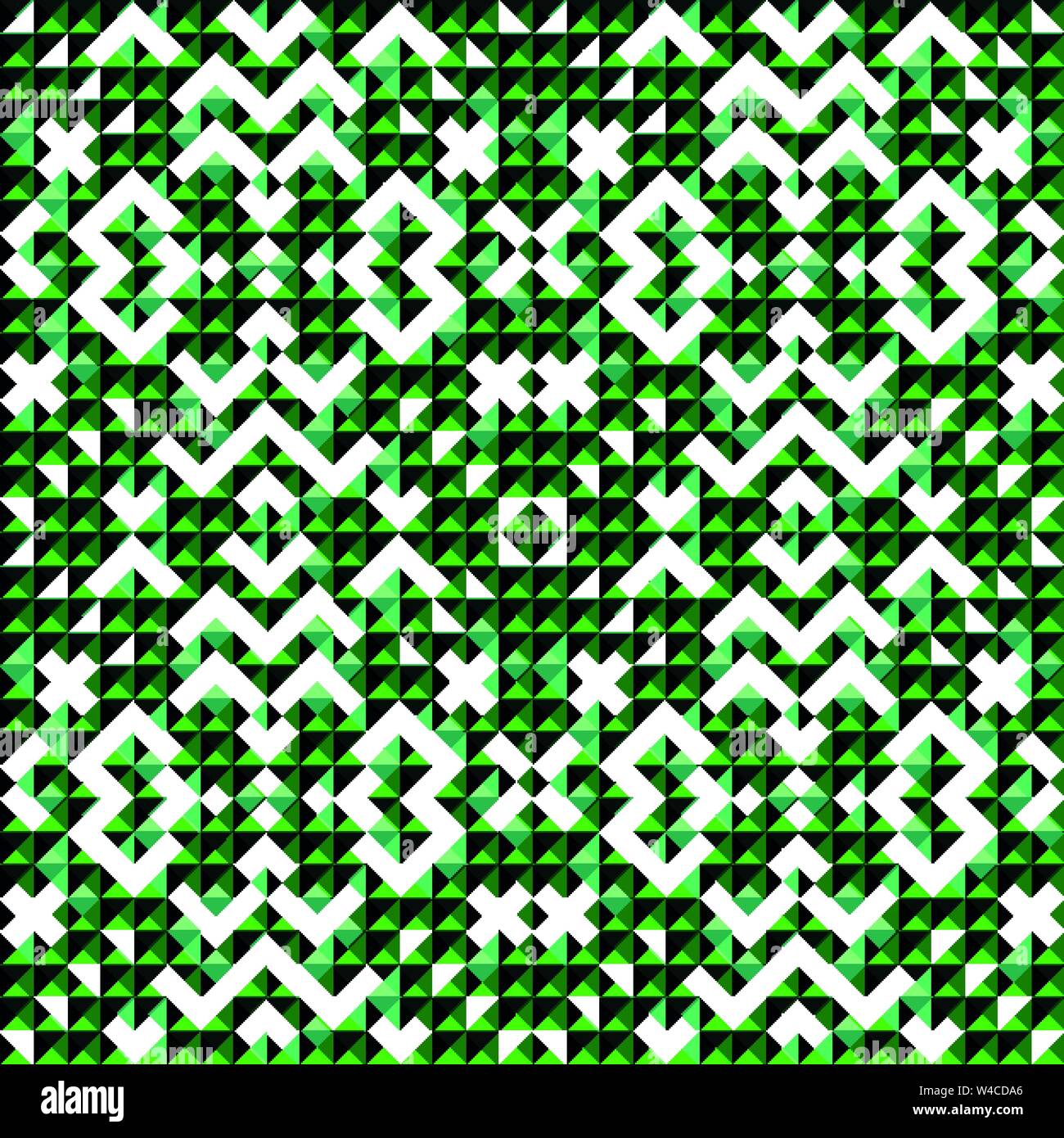 small green colored pixels beautiful abstract geometric background seamless pattern Stock Vector