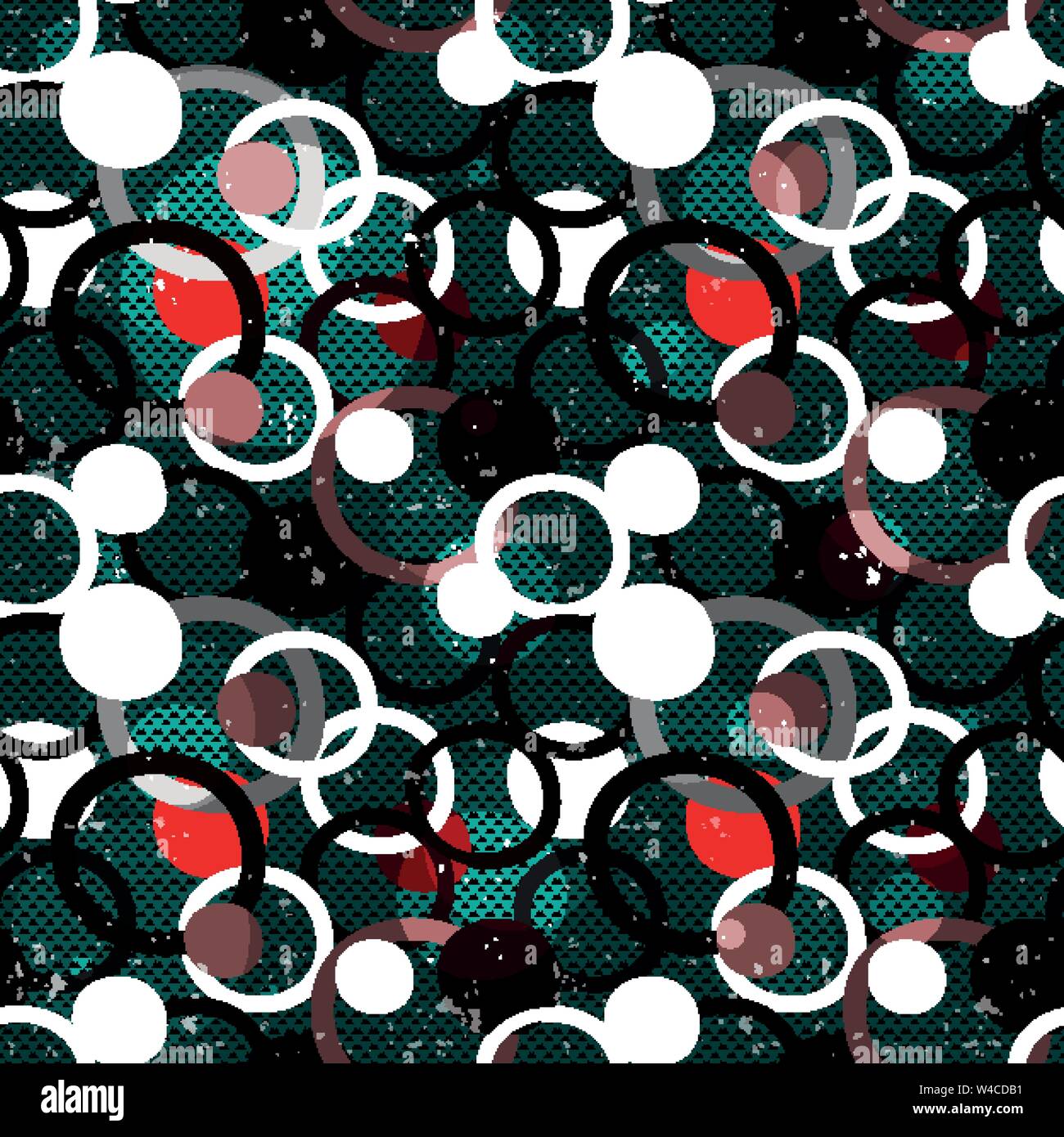 small colored circles on a geometric background seamless pattern Stock Vector