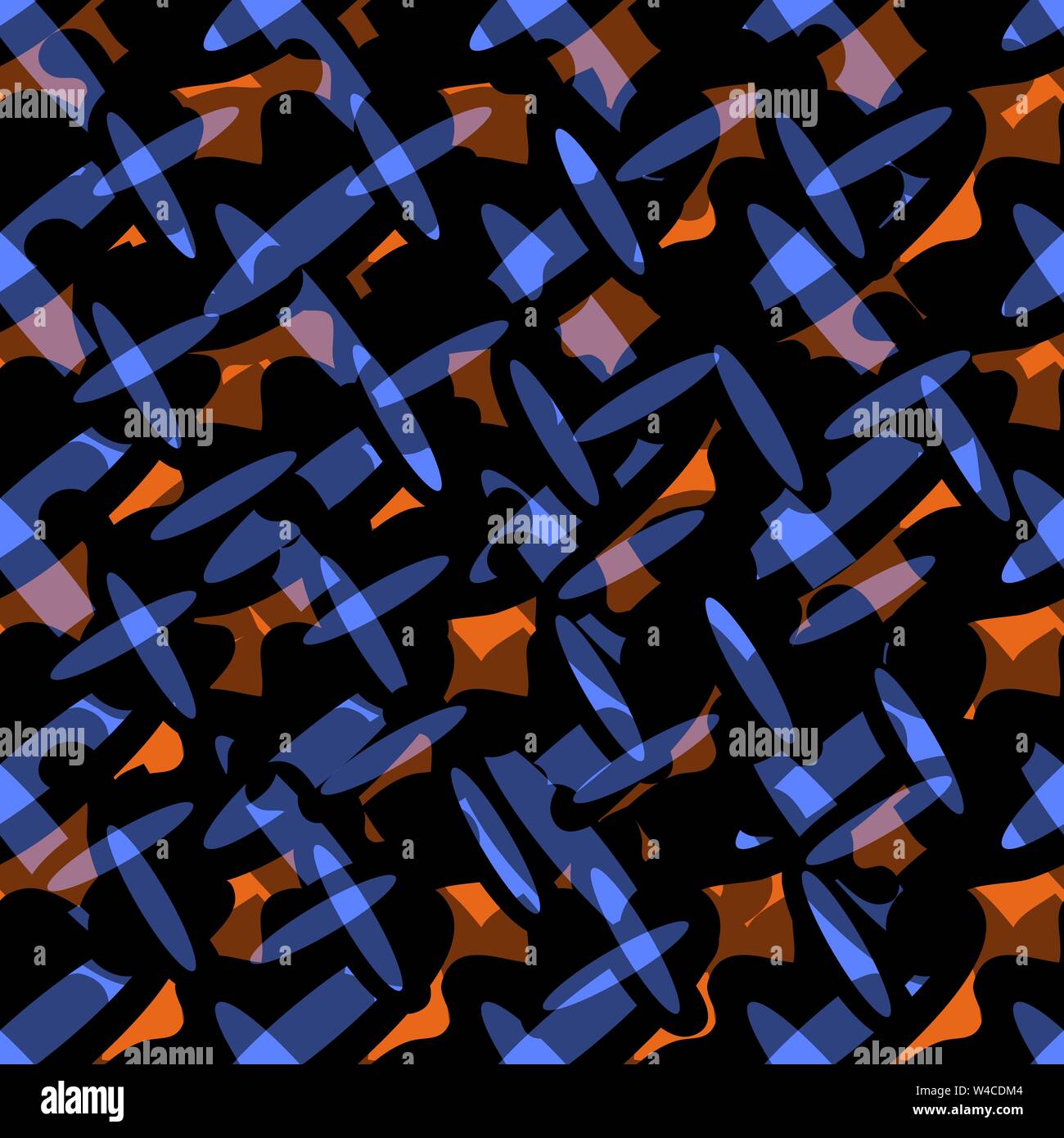 blue oval on a dark background seamless pattern Stock Vector