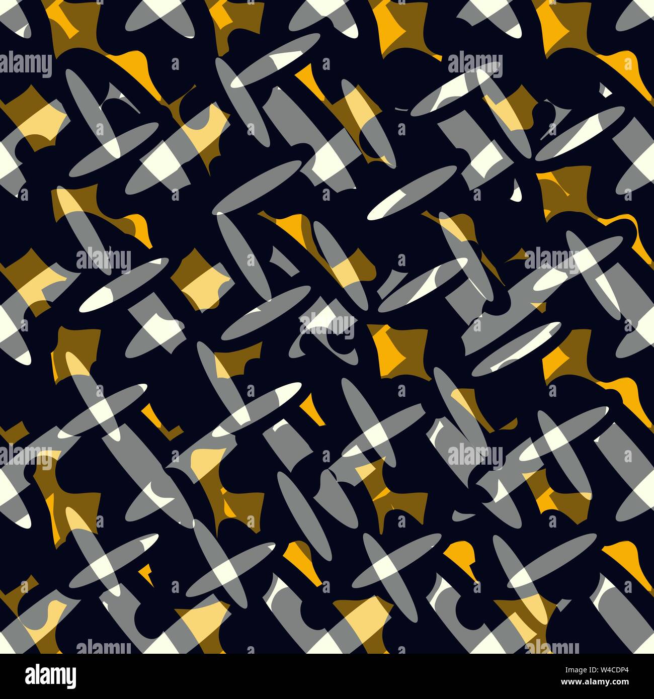 gray ovals and dark objects vector illustration seamless pattern Stock Vector