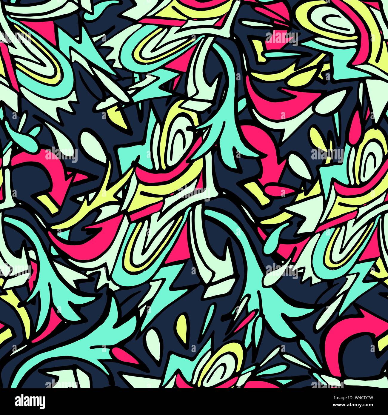grunge colored graffiti seamless pattern Stock Vector