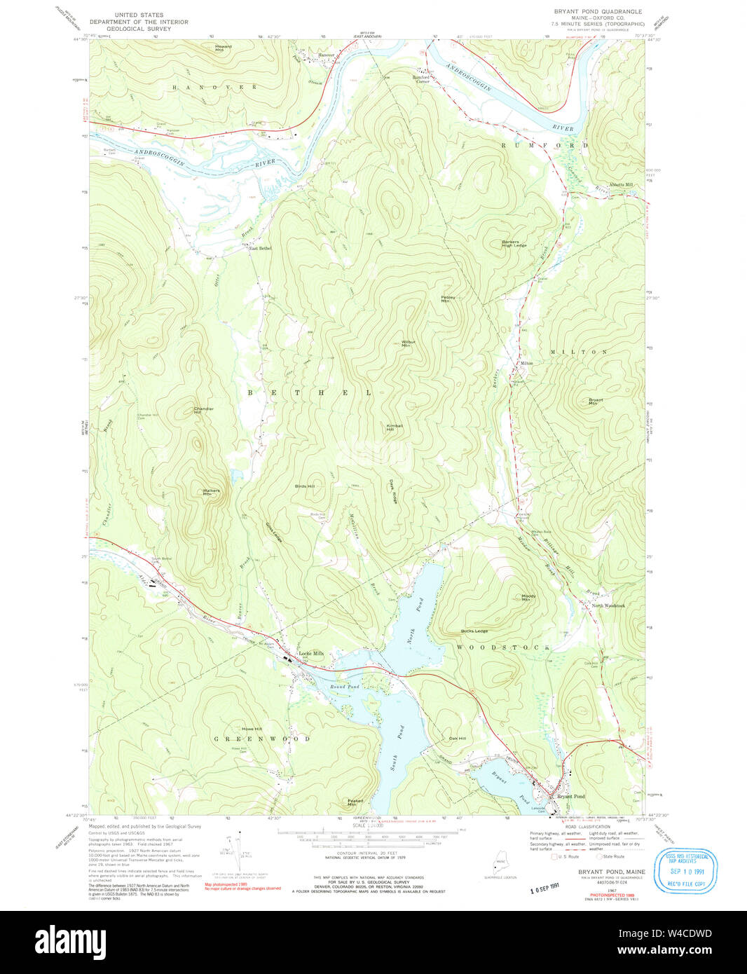 Maine USGS Historical Map Bryant Pond 460258 1967 24000 Restoration ...