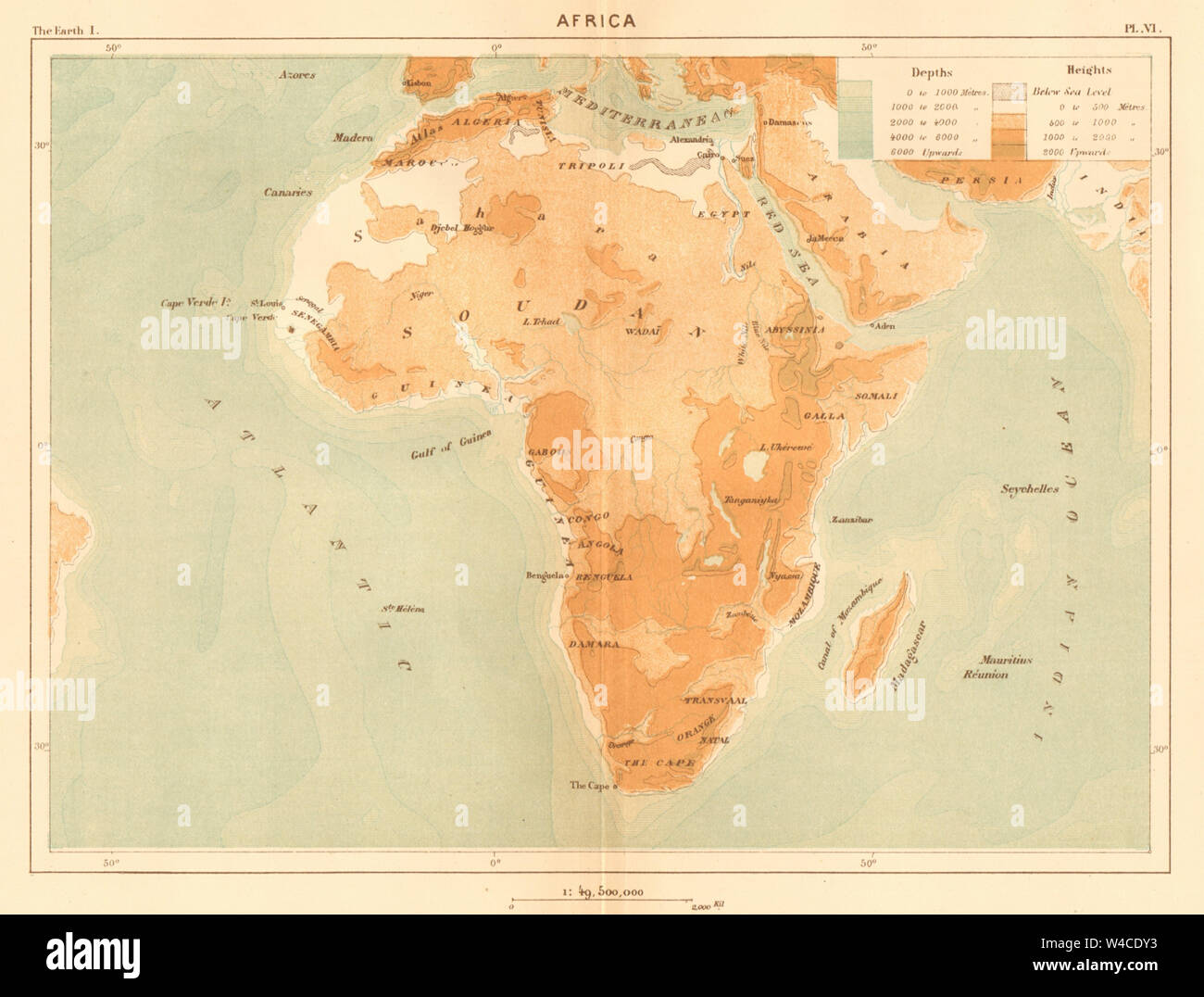 Africa 1886 old antique vintage map plan chart Stock Photo