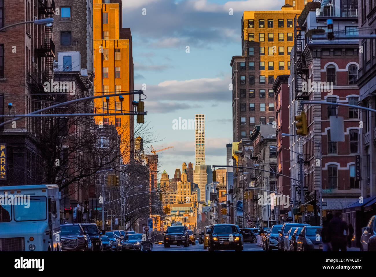 NEW YORK CITY- MARCH 25, 2018 : Tribeca streets one of the main Manhattan Landmarks Stock Photo