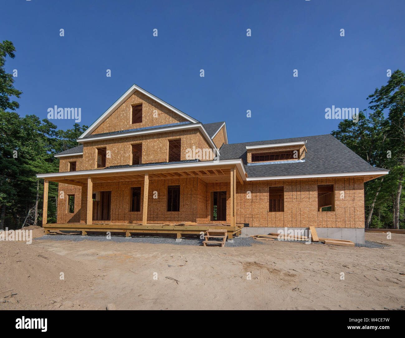 New house construction in the suburbs Stock Photo