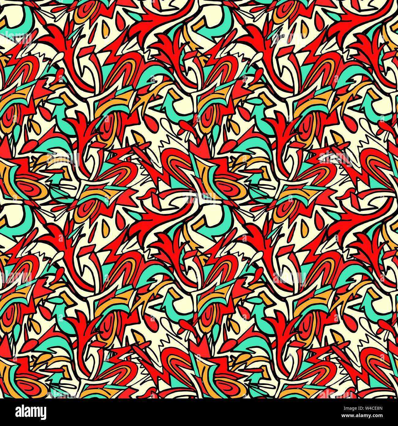 grunge colored graffiti seamless pattern vector illustration Stock Vector