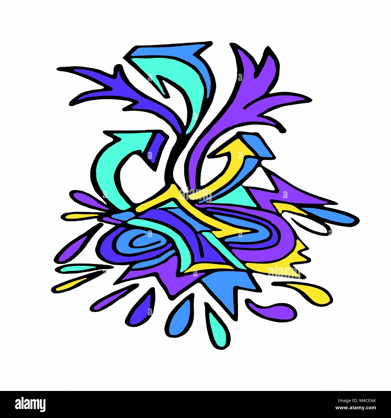 Graffiti psychedelic object on a white background Stock Vector
