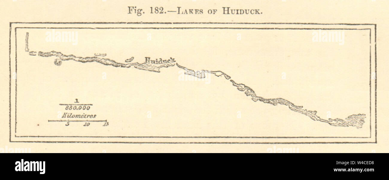Lakes of Huiduck. Russia. SMALL sketch map 1886 old antique plan chart Stock Photo