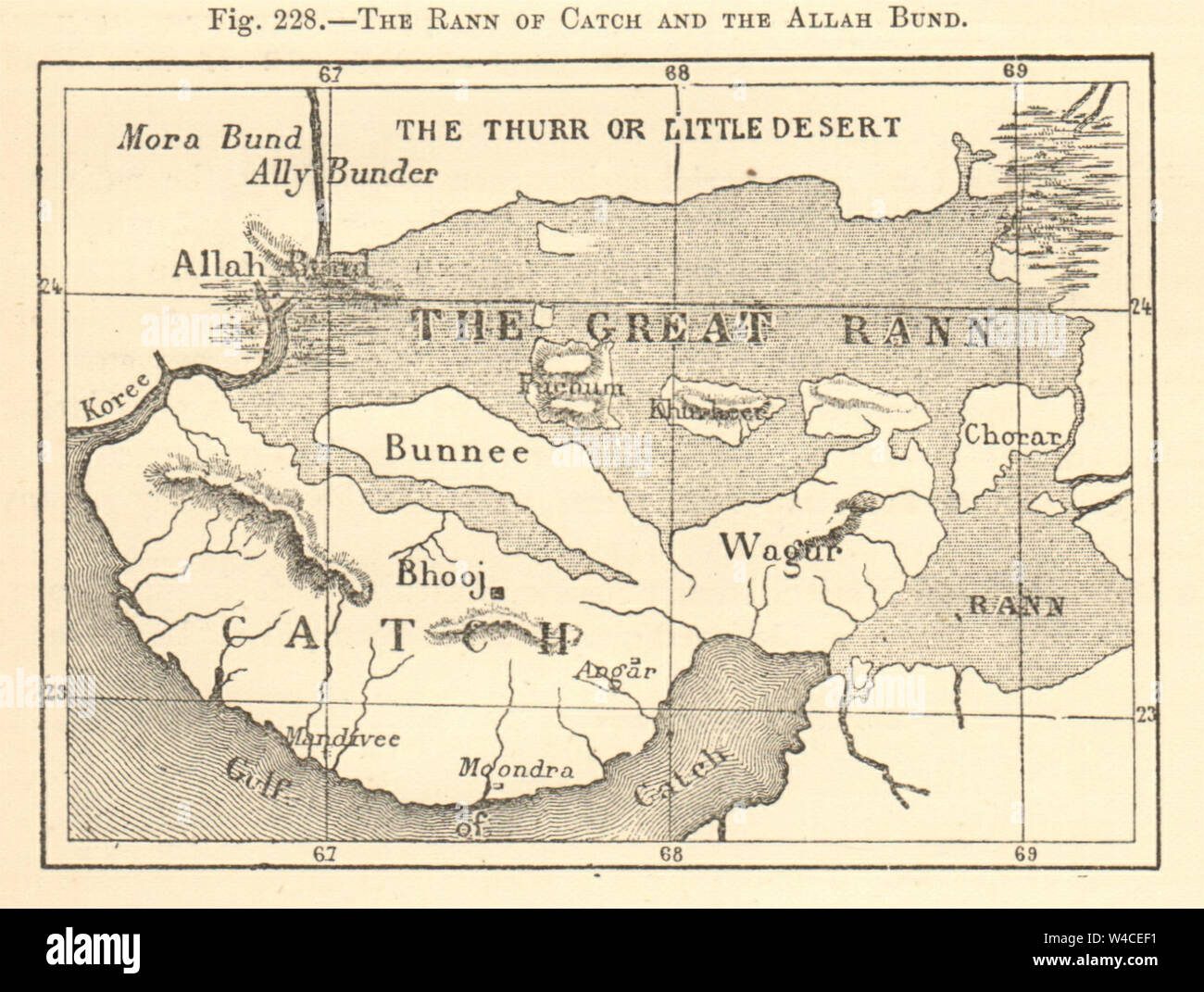 Old Map Of Gujarat The Rann Of Catch And The Allah Bund. Gujarat. Kutch. Sketch Map 1886 Old  Stock Photo - Alamy