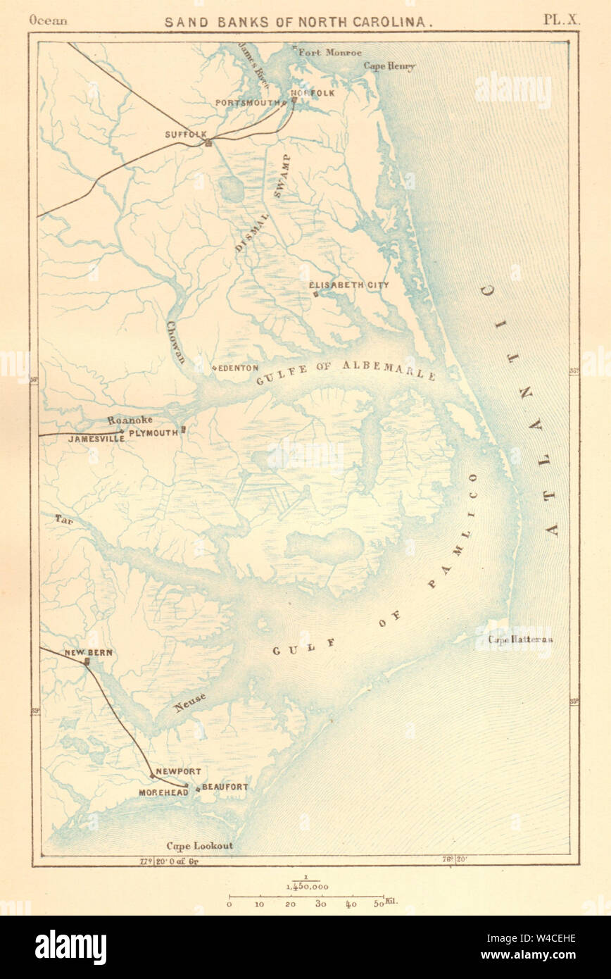 Map Of The Outer Banks Including Hatteras And Ocracoke Islands