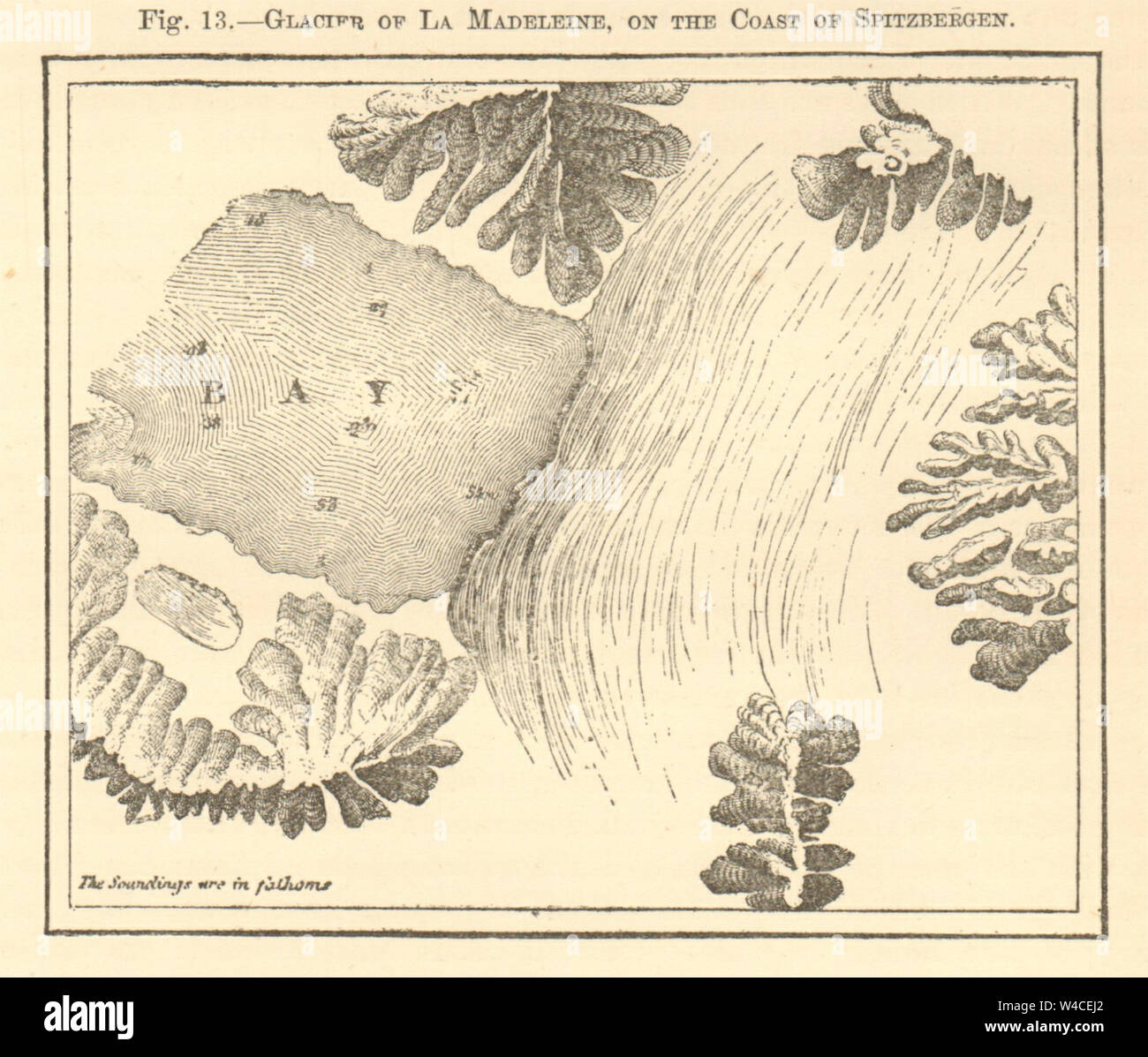 Map of spitsbergen hi res stock - Glacier Of La Madeleine Spitsbergen Norway Svalbard Sketch Map 1886 W4CEJ2 