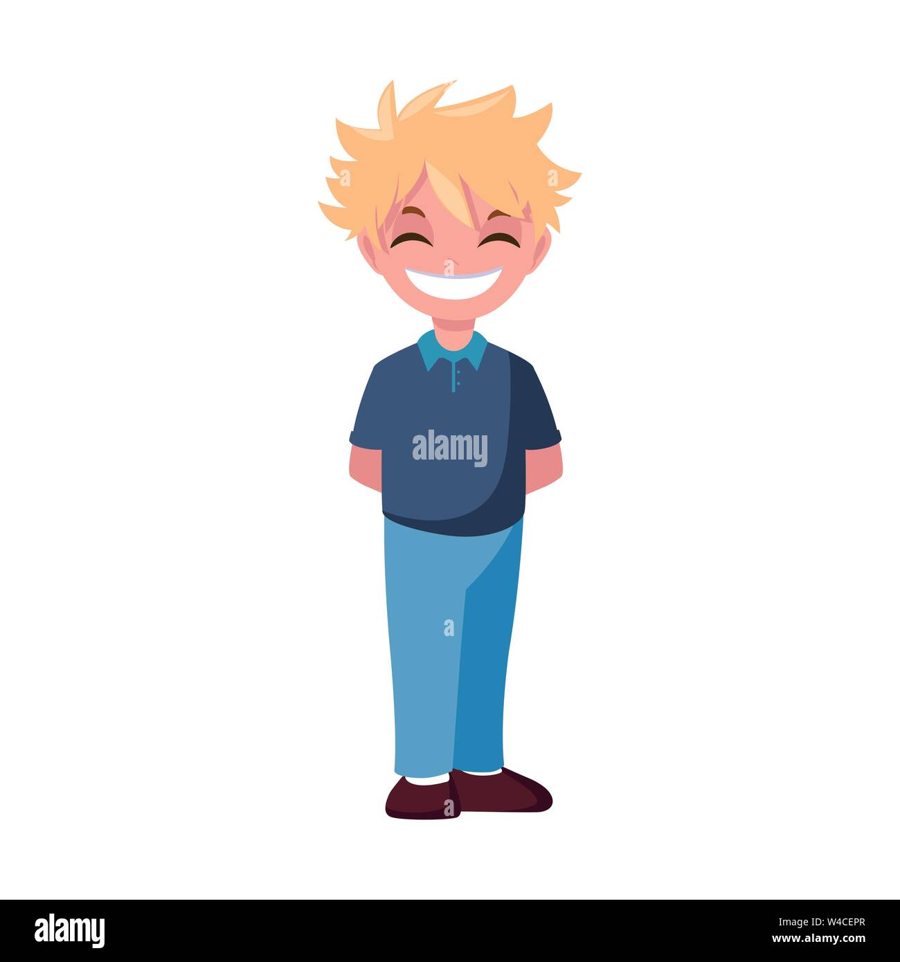 young boy happy character standing vector illustration Stock Vector ...
