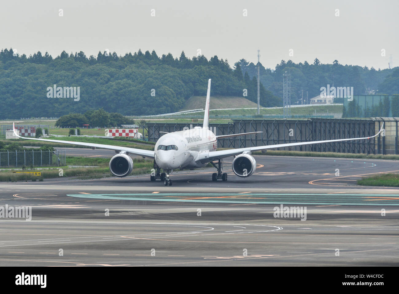 Tokyo, Japan - Jul 3, 2019. JA01XJ Japan Airlines Airbus A350-900 