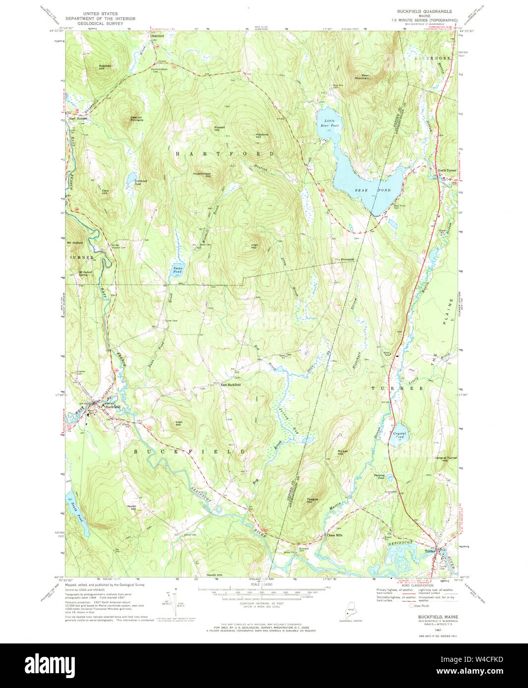 Maine USGS Historical Map Buckfield 460263 1967 24000 Restoration Stock