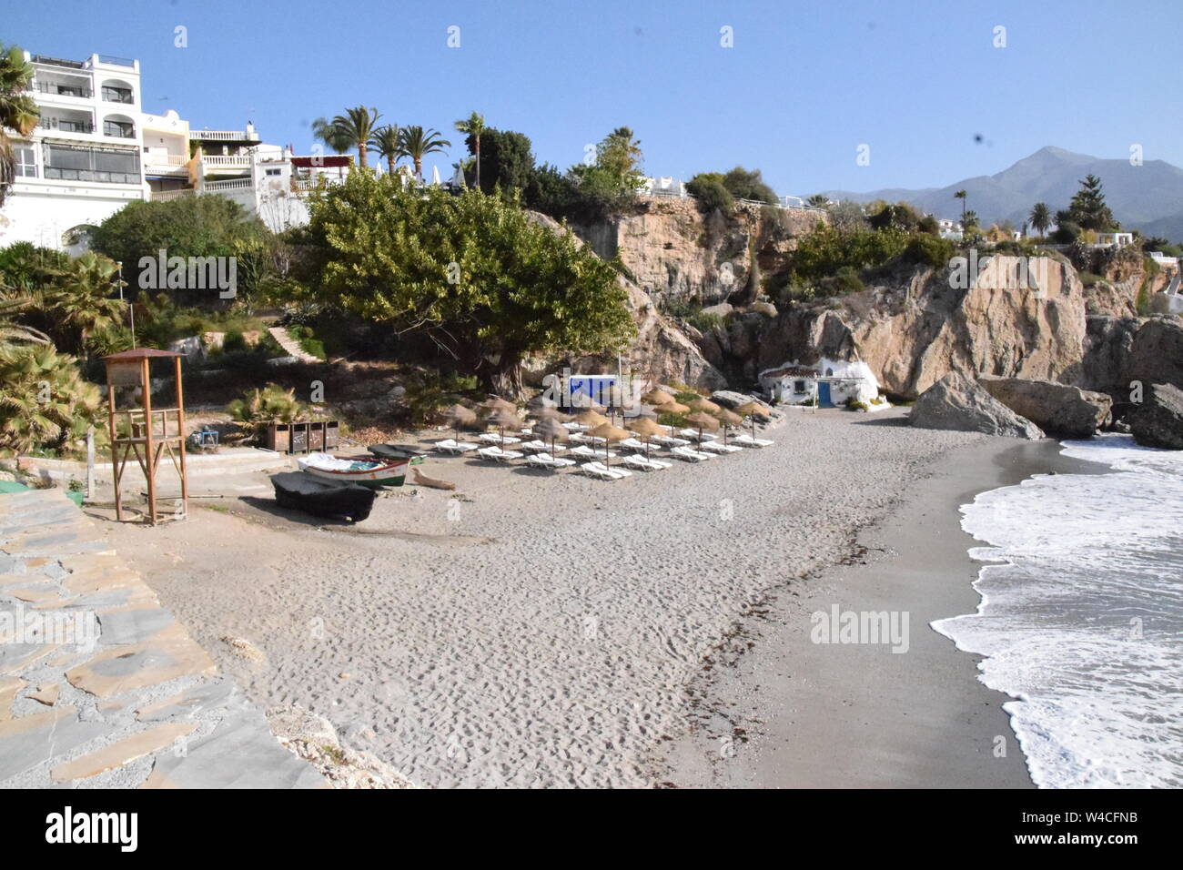 Beach photography Nerja Spain Andalucia Costa del Sol Stock Photo