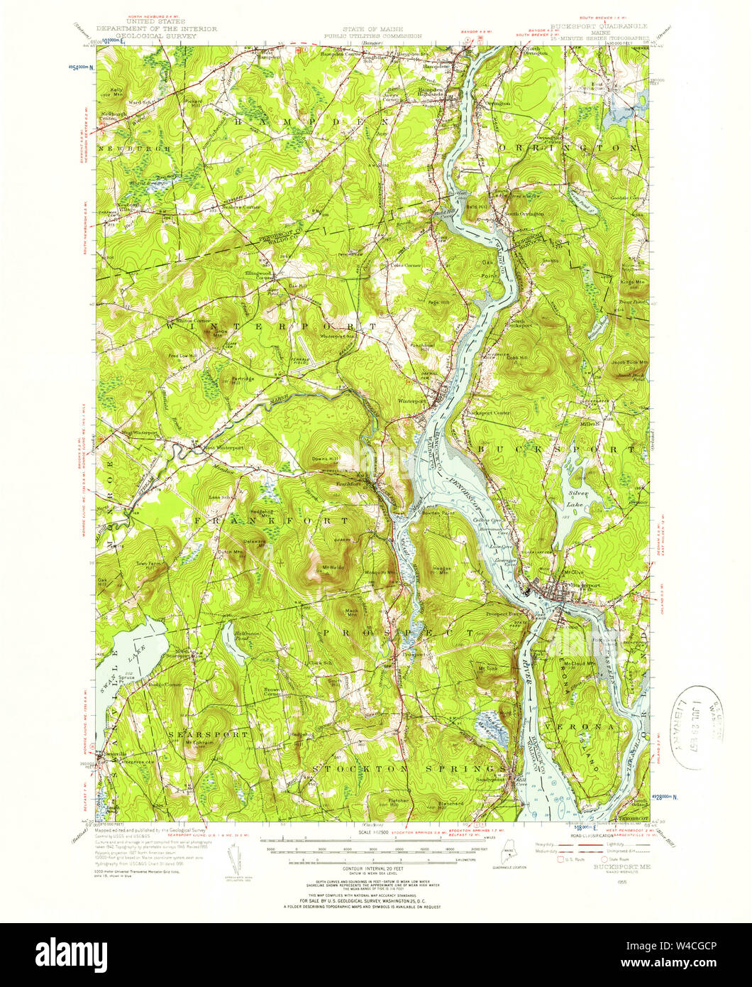 Maine USGS Historical Map Bucksport 460269 1955 62500 Restoration Stock