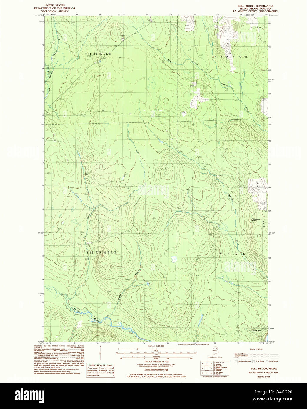 Maine USGS Historical Map Bull Brook 104983 1986 24000 Restoration ...