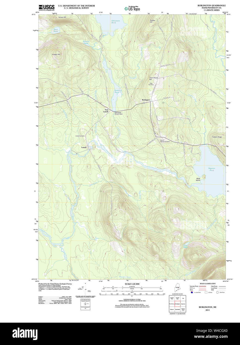 Maine USGS Historical Map Burlington 20110926 TM Restoration Stock
