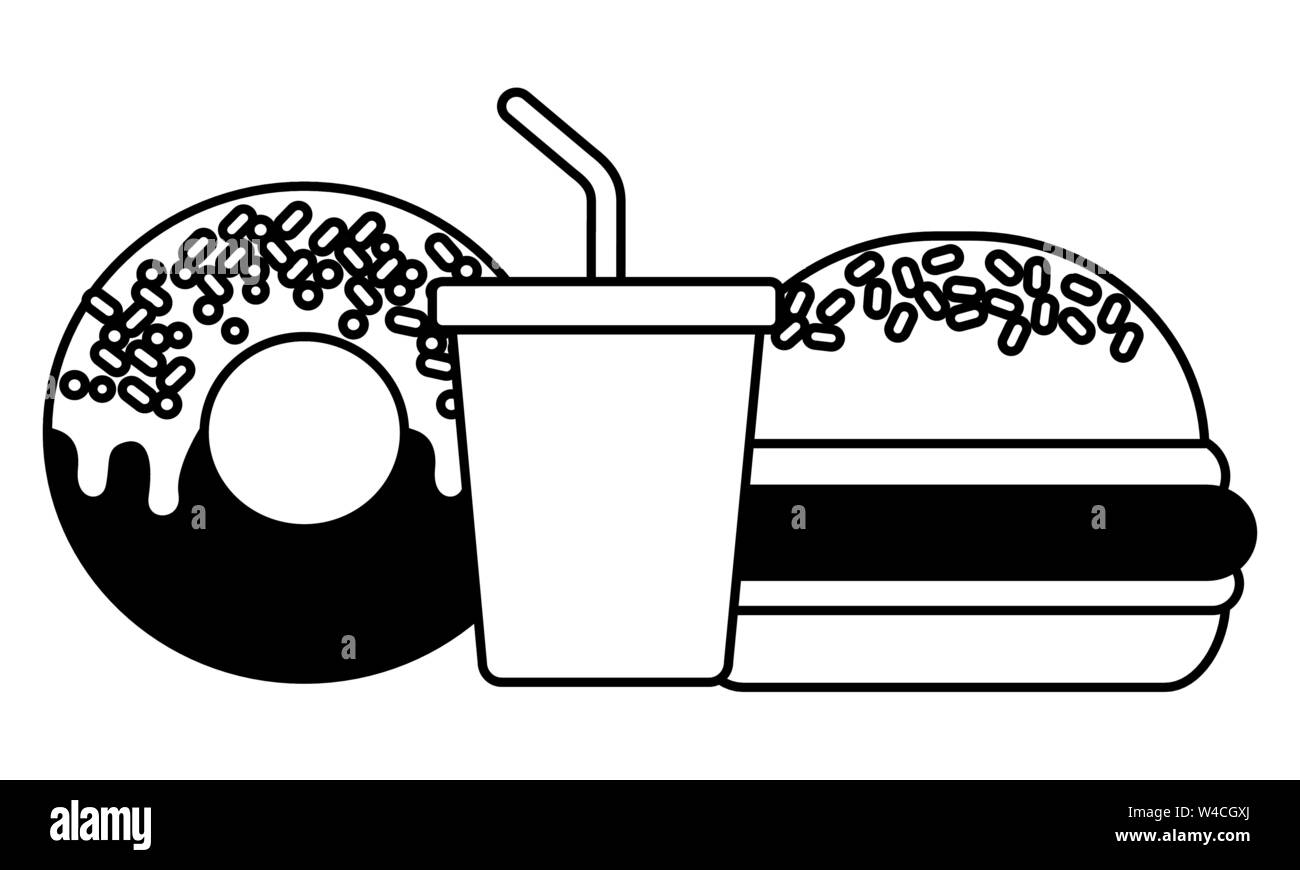 fast-food-burger-donut-soda-stock-vector-image-art-alamy