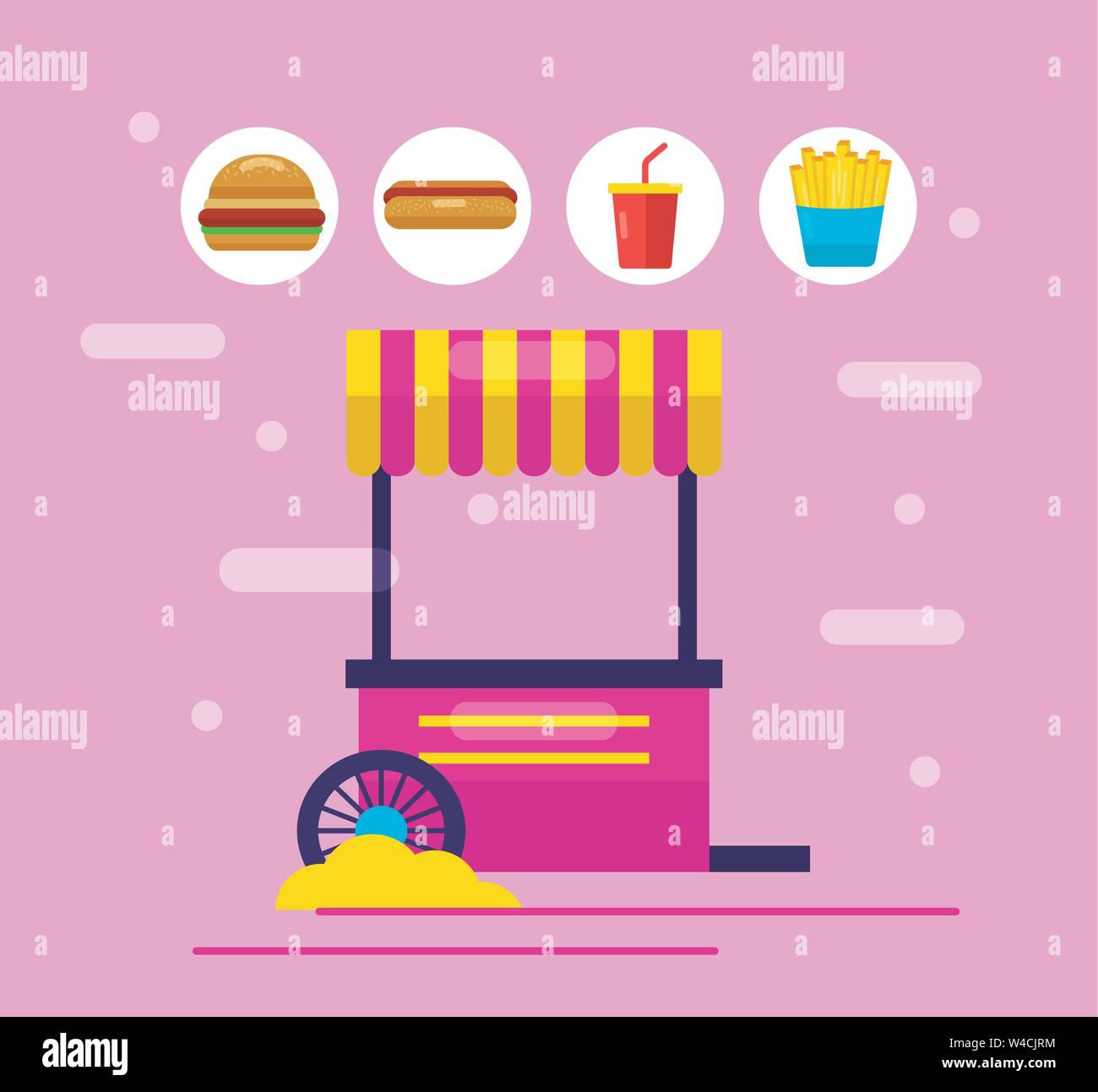food trucks flat design image Stock Vector