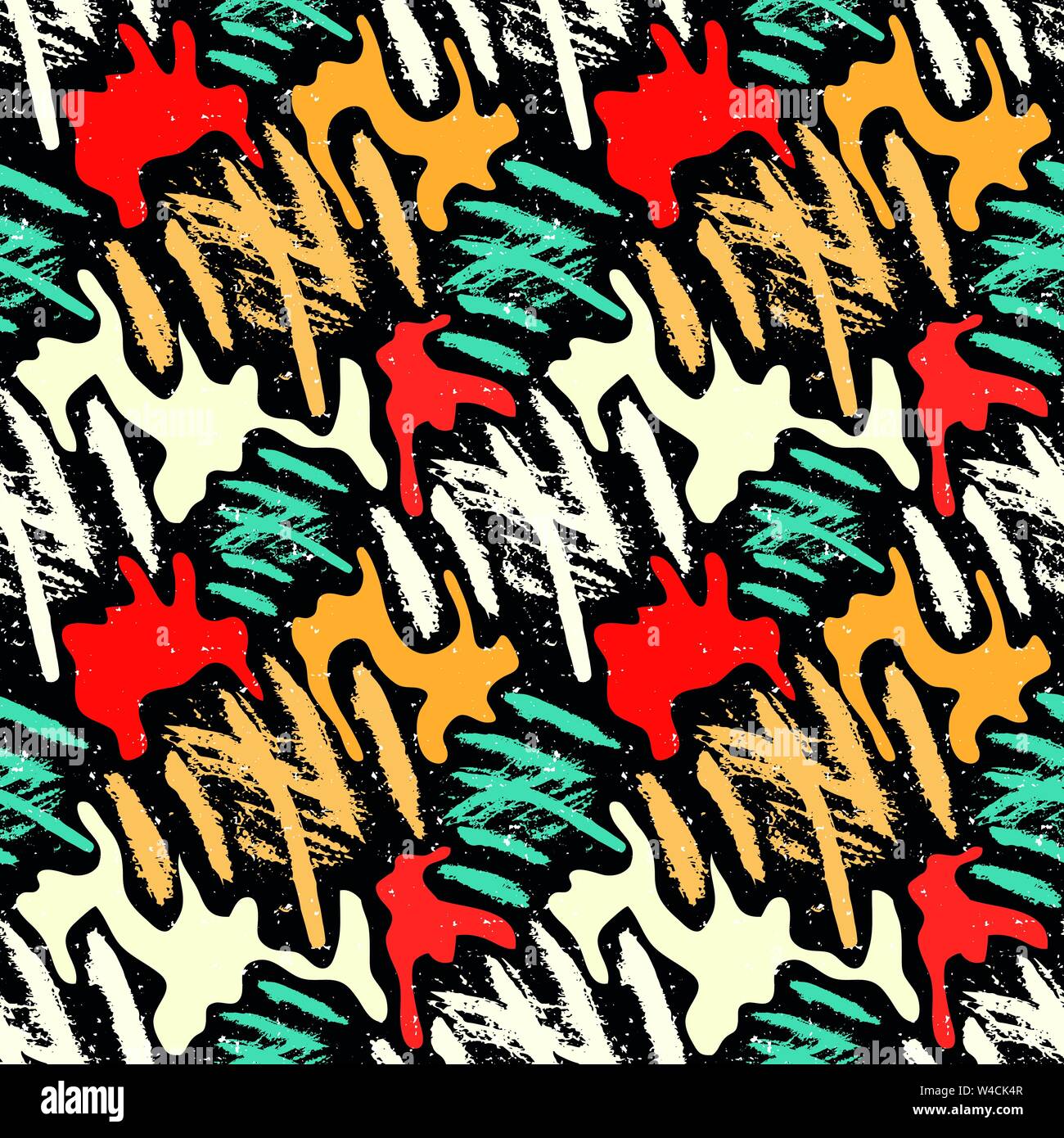 grunge colored graffiti seamless pattern Stock Vector