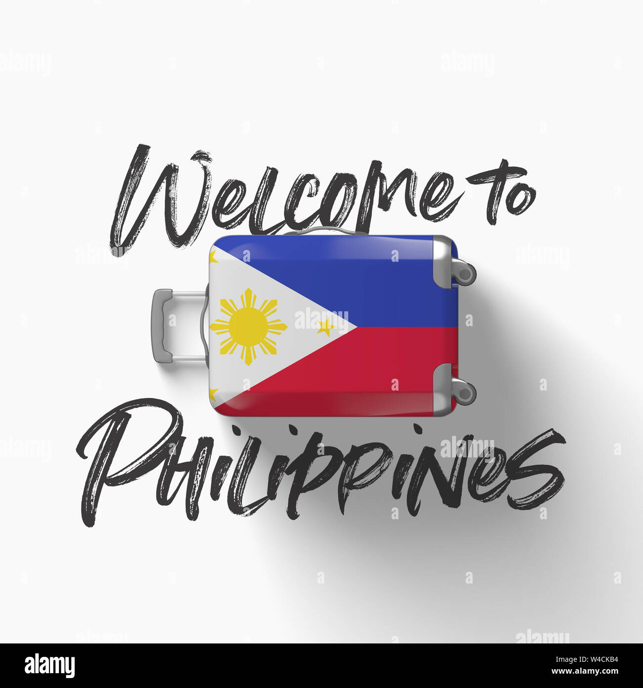to Philippines. national flag on a travel suitcase. 3D Render