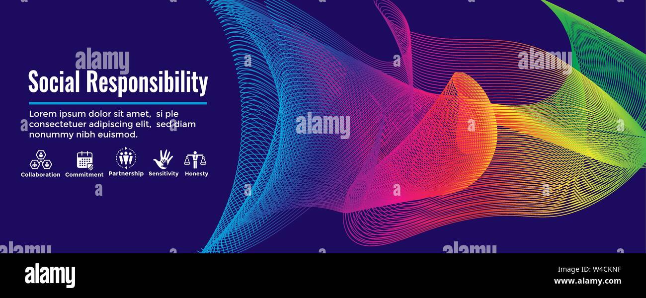 Social Responsibility Plus Icon Set & Web Header Banner Stock Vector