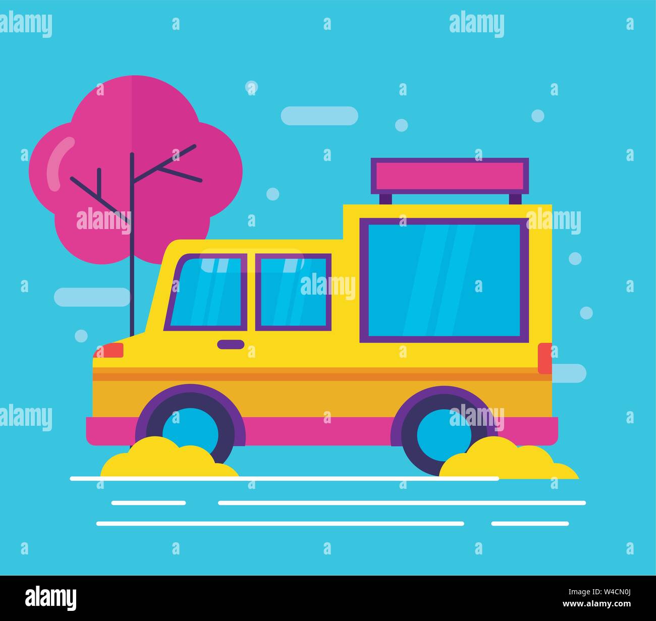 food trucks flat design image Stock Vector
