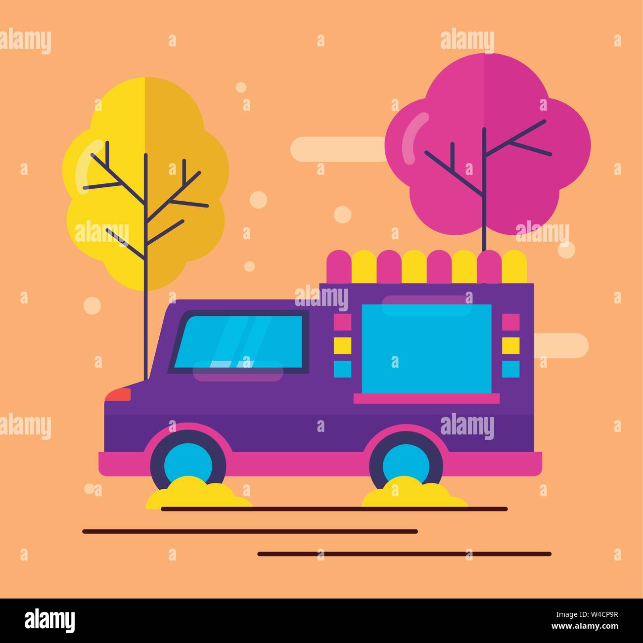 food trucks flat design image Stock Vector