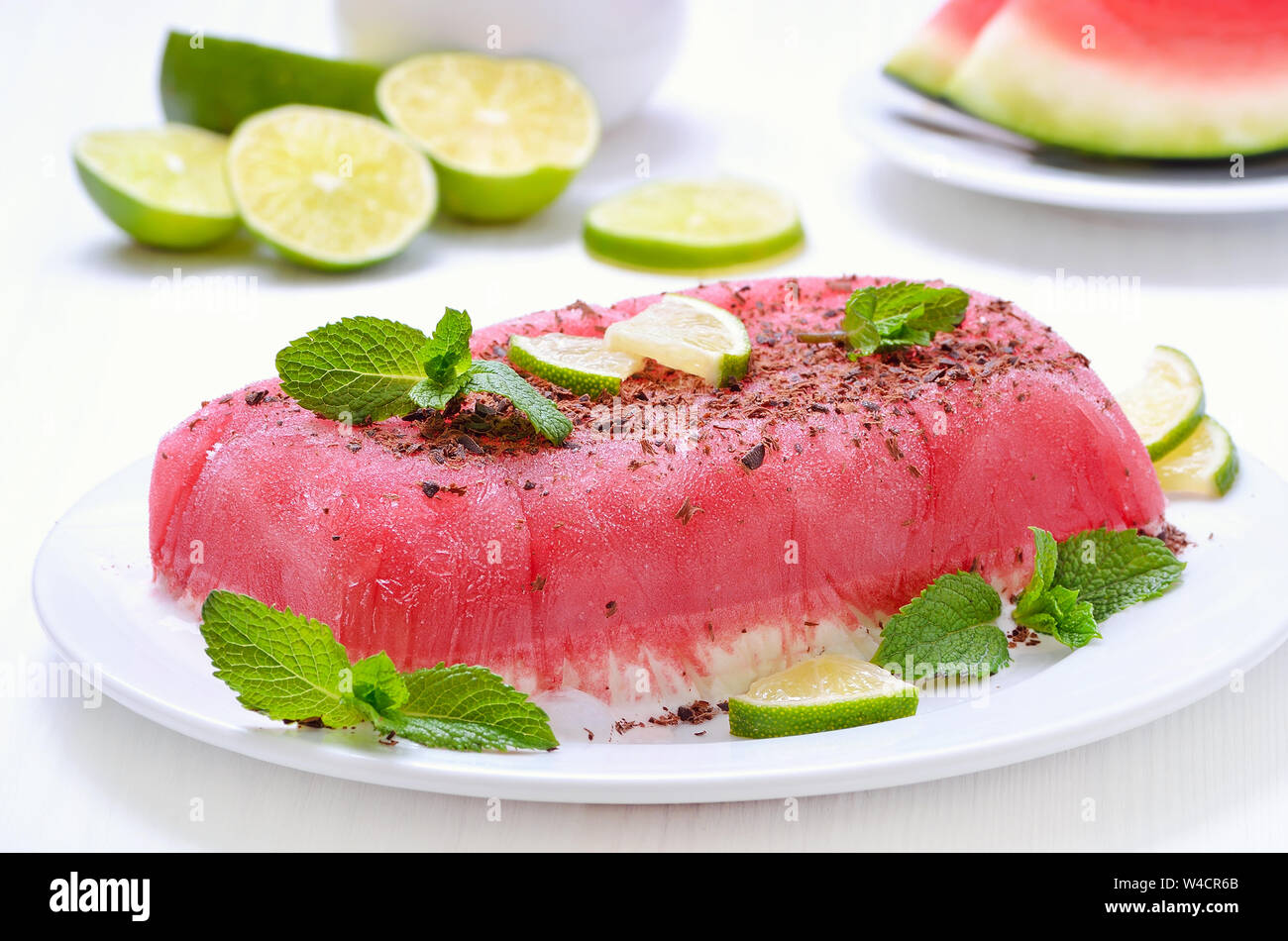 Ice-cream cake from watermelon, close-up Stock Photo