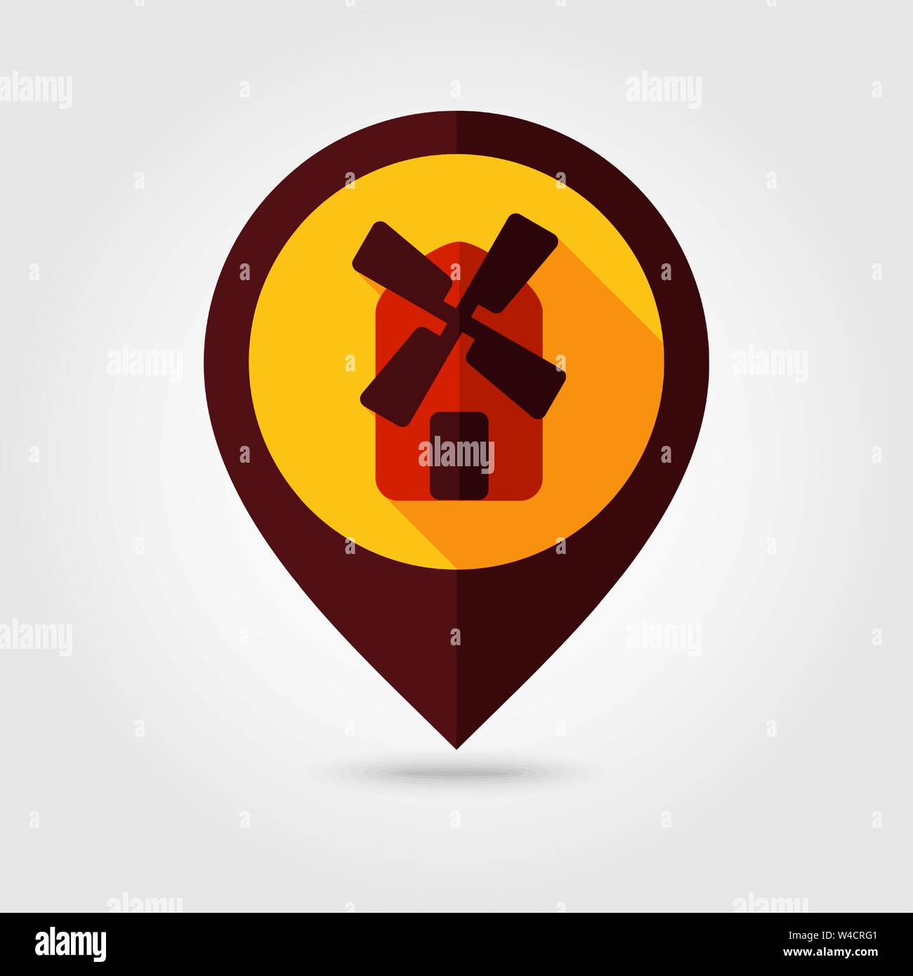 Windmill flat vector pin map icon. Map pointer. Map markers ...
