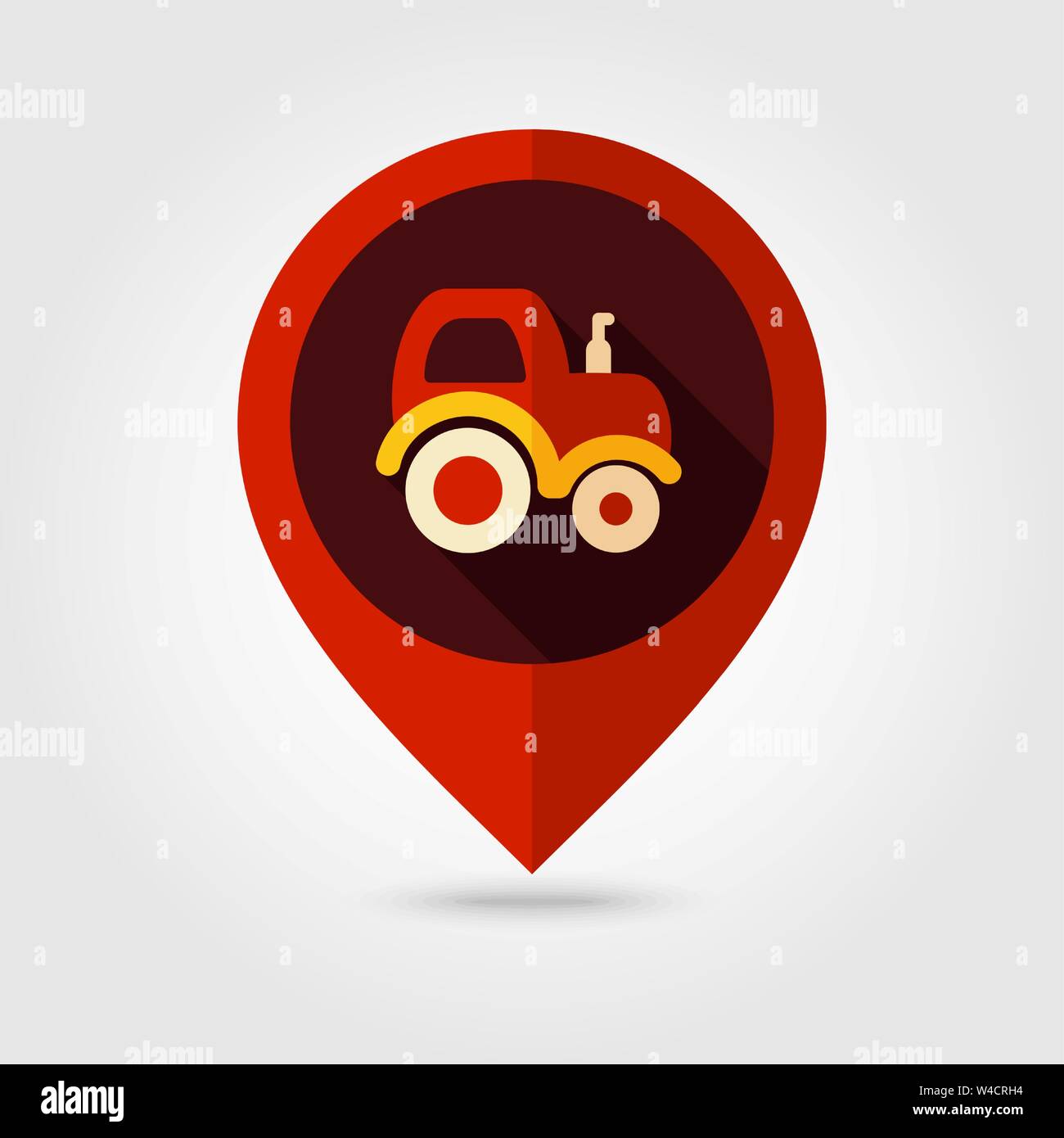 Tractor flat vector pin map icon. Map pointer. Map markers. Farmer ...