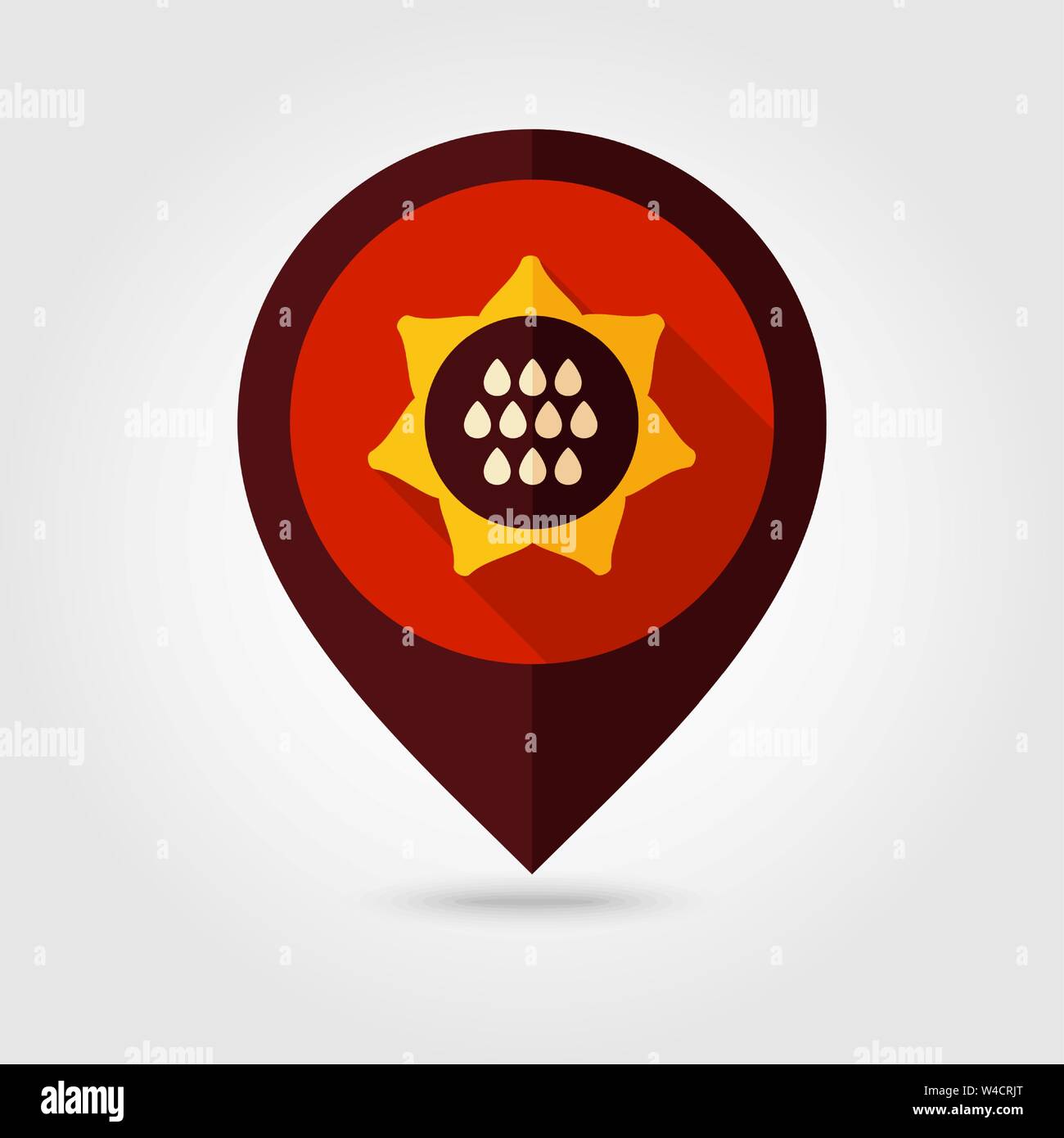 Sunflower flat vector pin map icon. Map pointer. Map markers ...