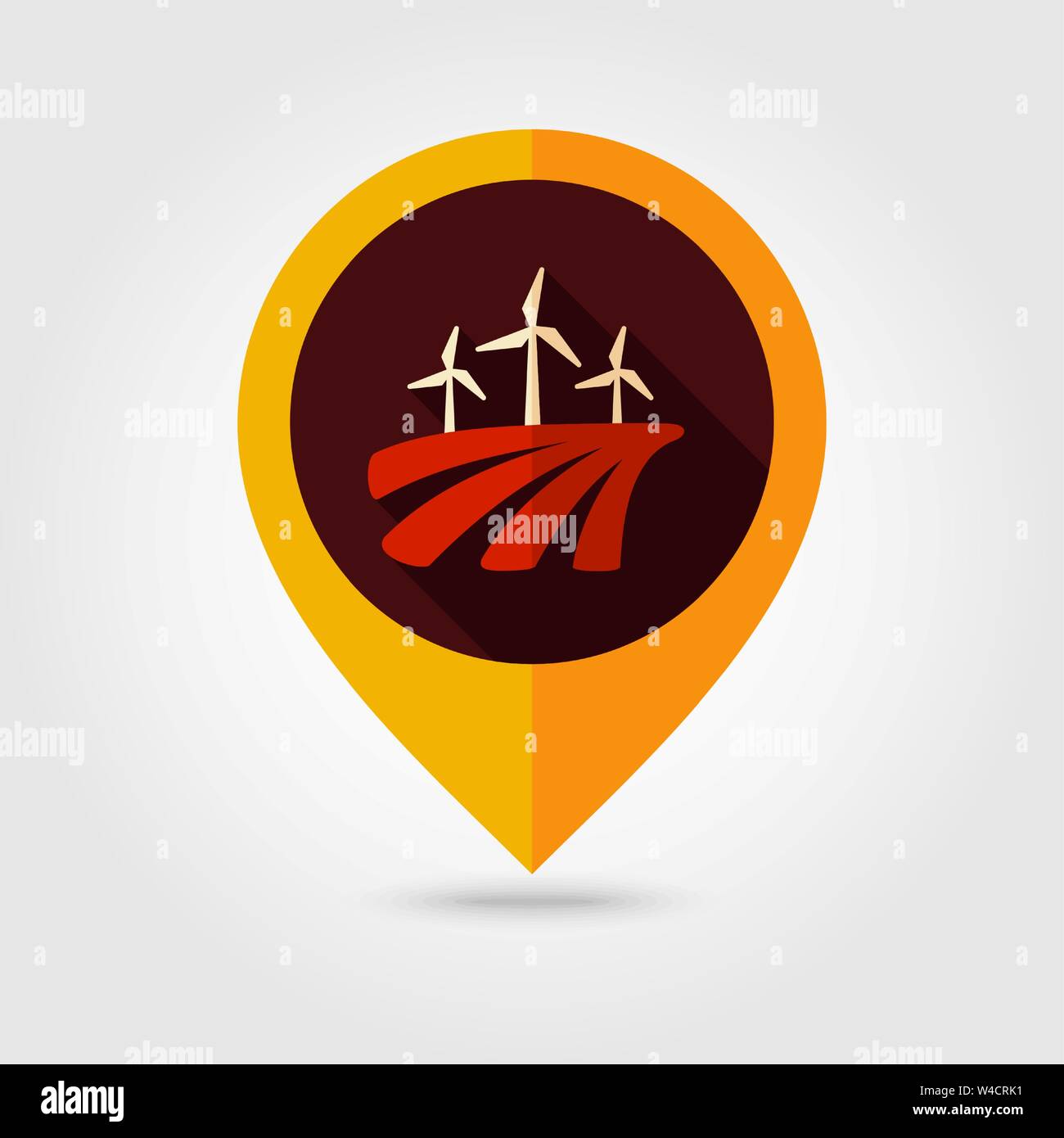 Windmill on the field flat vector pin map icon. Map pointer. Map ...