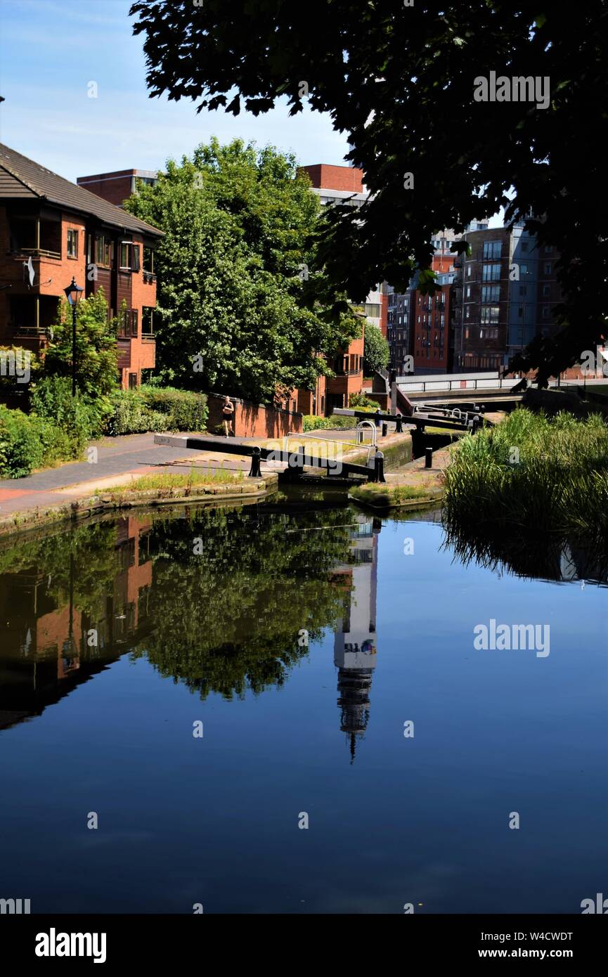 Birmingham canal reflections Stock Photo