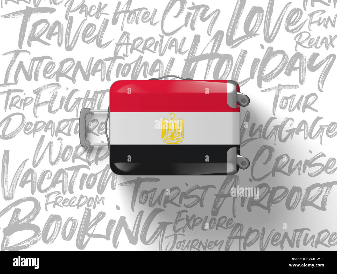 Egypt flag suitcase travel background. 3D Render Stock Photo Alamy