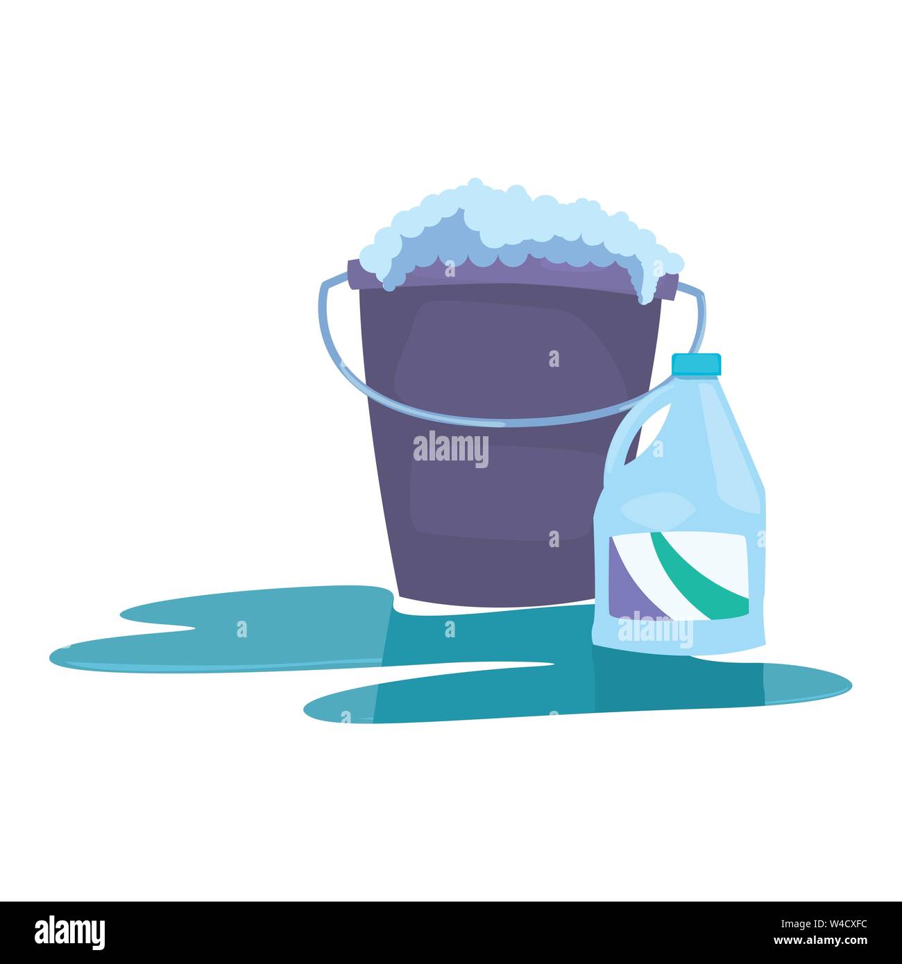 bucket bleach bubbles cleaning products and supplies vector illustration Stock Vector Image