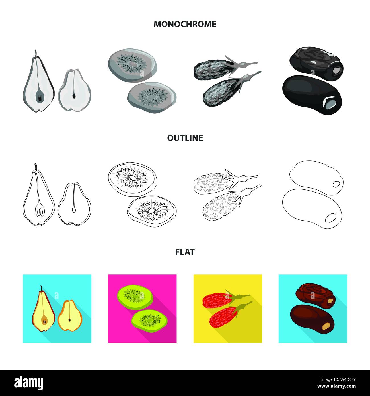 Isolated object of food and raw icon. Collection of food and nature ...