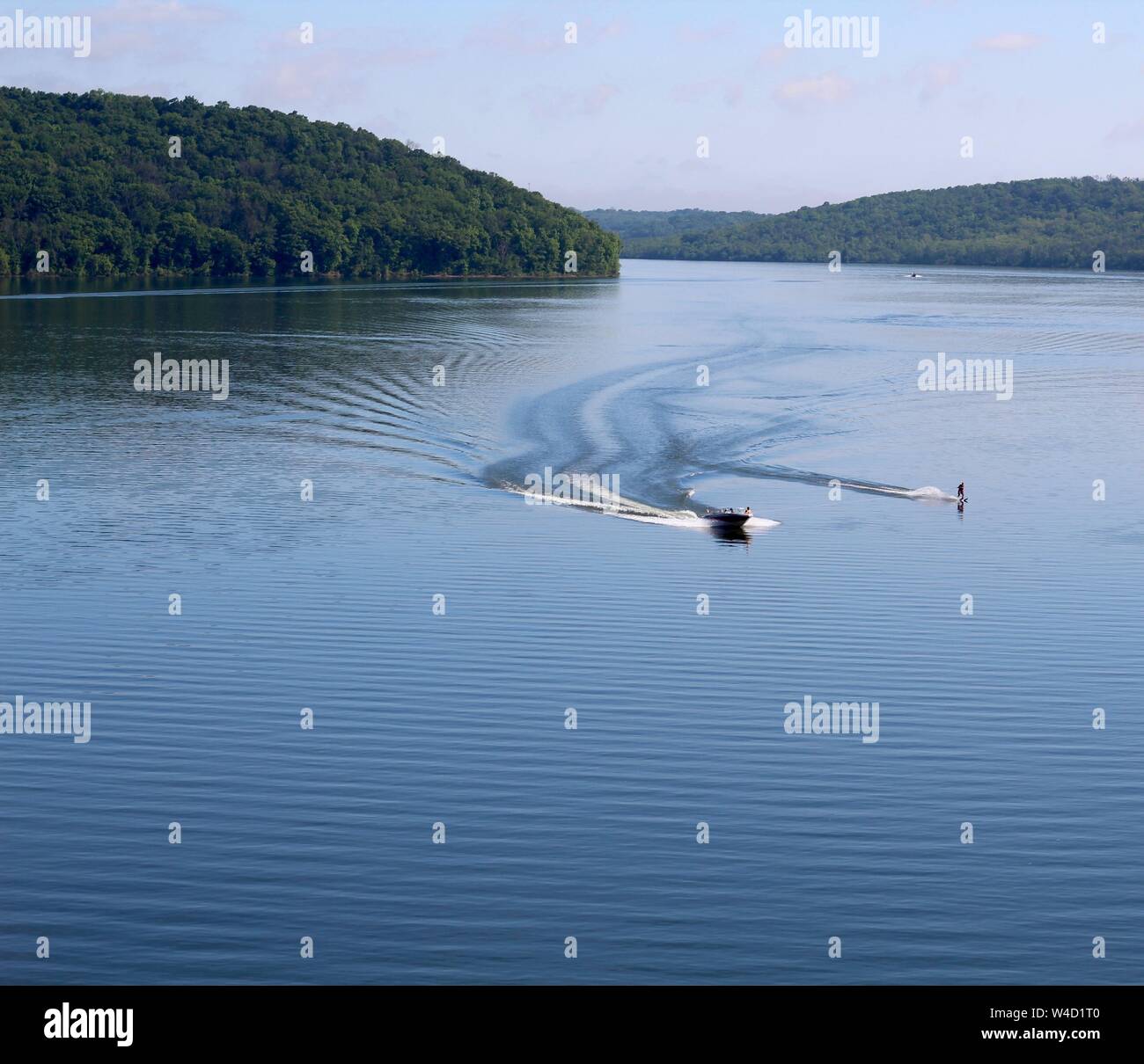 The beautiful lake day in Brookville Indiana on a holiday weekend in the month of May Stock