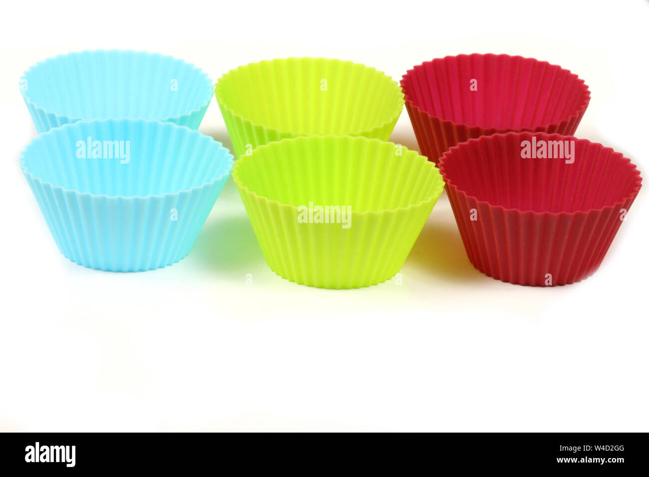 Colorful cupcake silicon molds Stock Photo