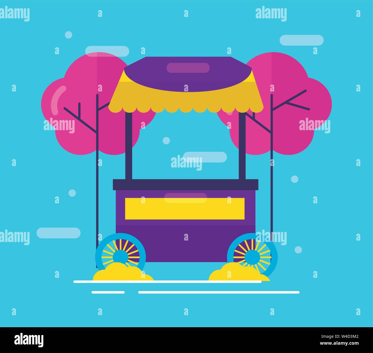 food trucks flat design image Stock Vector