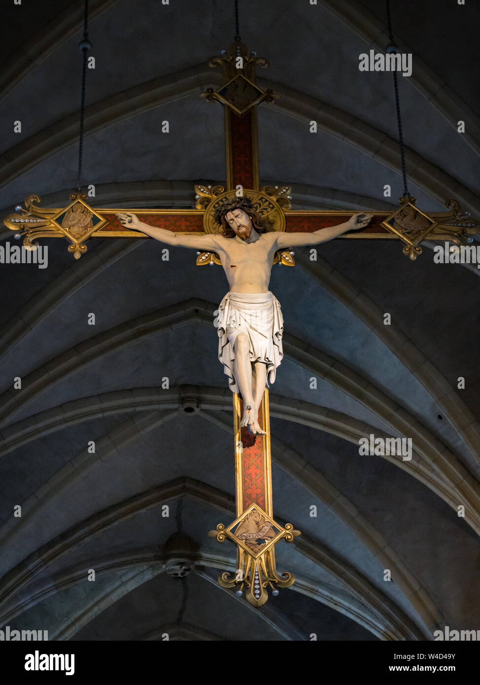 Crucifix in St Christopher's Cathedral, Roermond, Limburg province, Netherlands Stock Photo