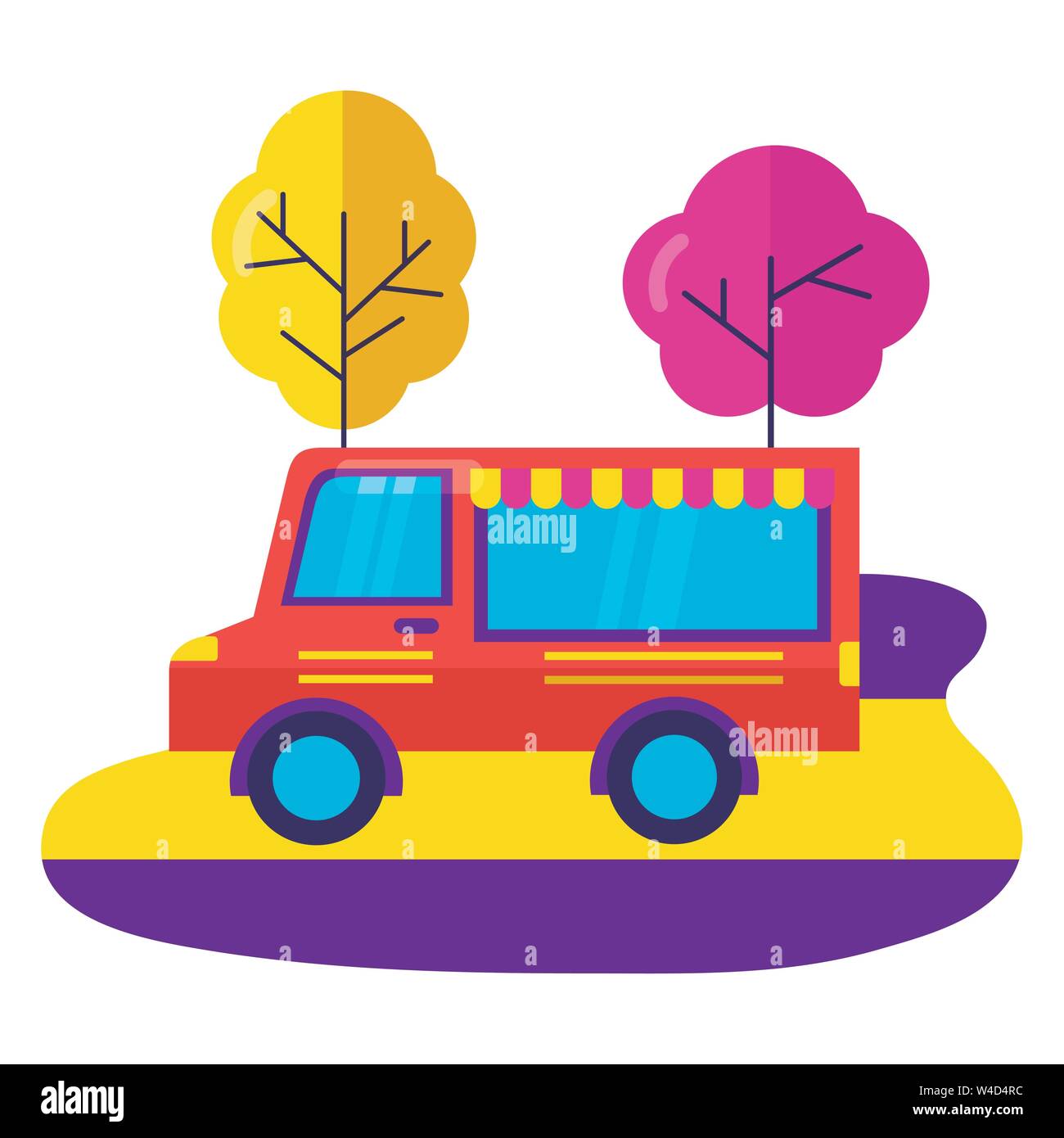 food truck park street trees design Stock Vector Image & Art Alamy