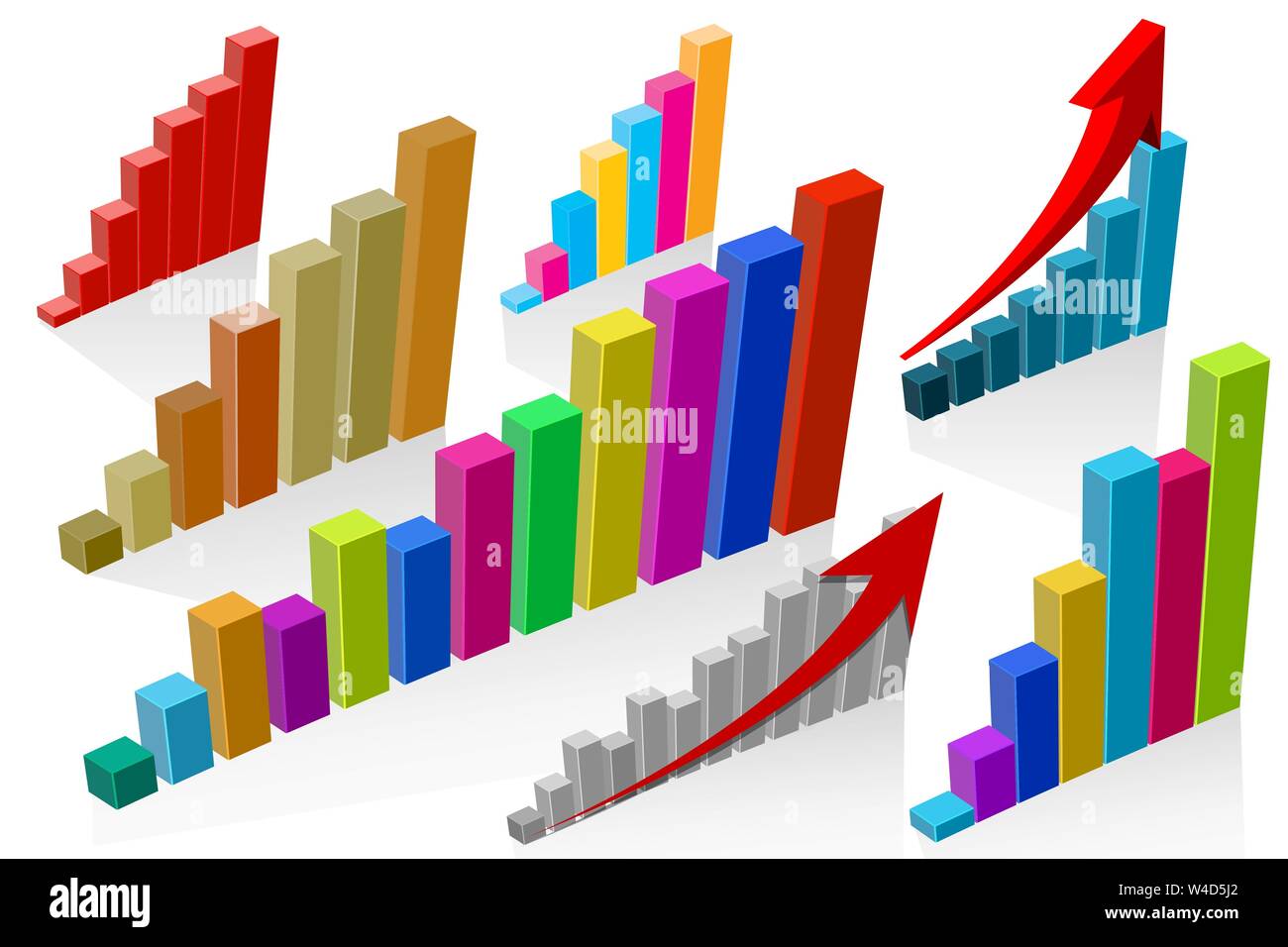 Set graphs columns. Success, achievment, motivation business symbol. Stock Vector