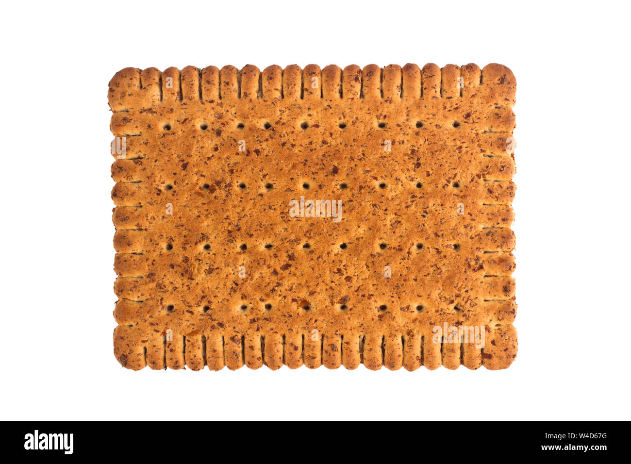 closeup texure of square shaped wholegrain brown biscuit isolated on white Stock Photo