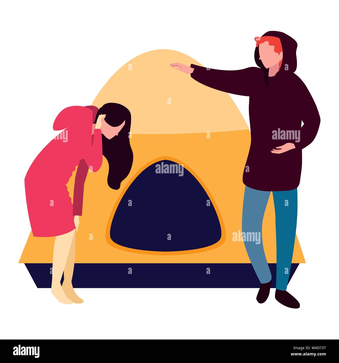 man and woman camp tent vacations vector illustration Stock Vector ...
