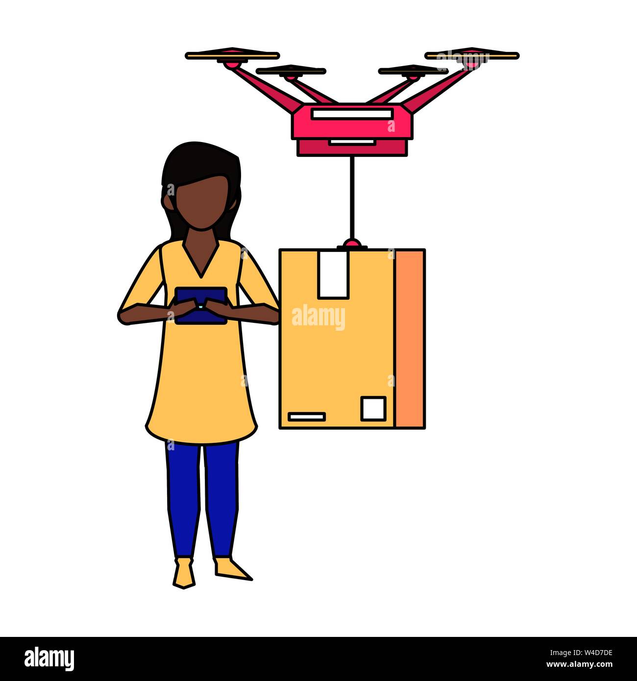 woman using smartphone technology cartoon Stock Vector Image & Art - Alamy